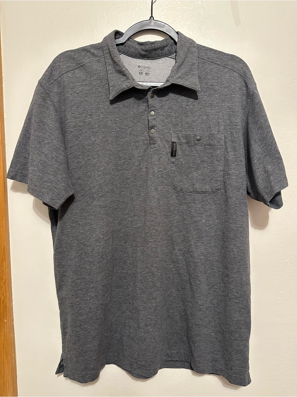 Columbia Men's XL Gray Short Sleeve Polo Shirt Outdoor Active